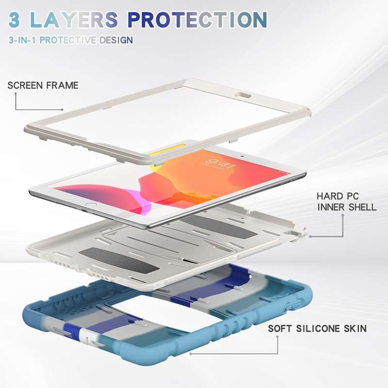 For iPad 10.2 2021 / 2020 / 2019 3-Layer Protection Screen Frame + PC + Silicone Shockproof Combinat