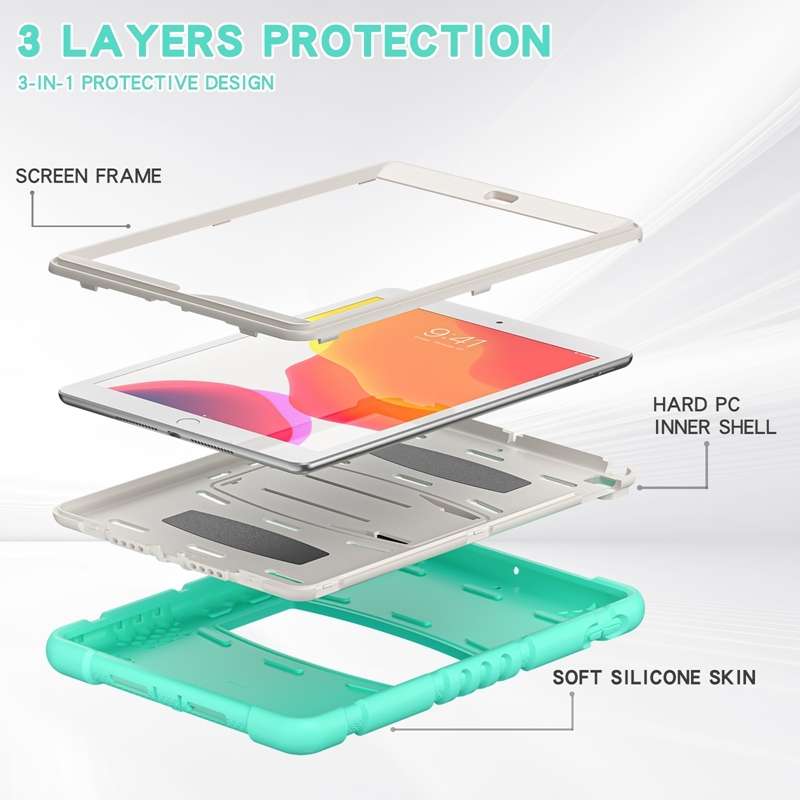 For iPad 10.2 2021 / 2020 / 2019 3-Layer Protection Screen Frame + PC + Silicone Shockproof Combinat