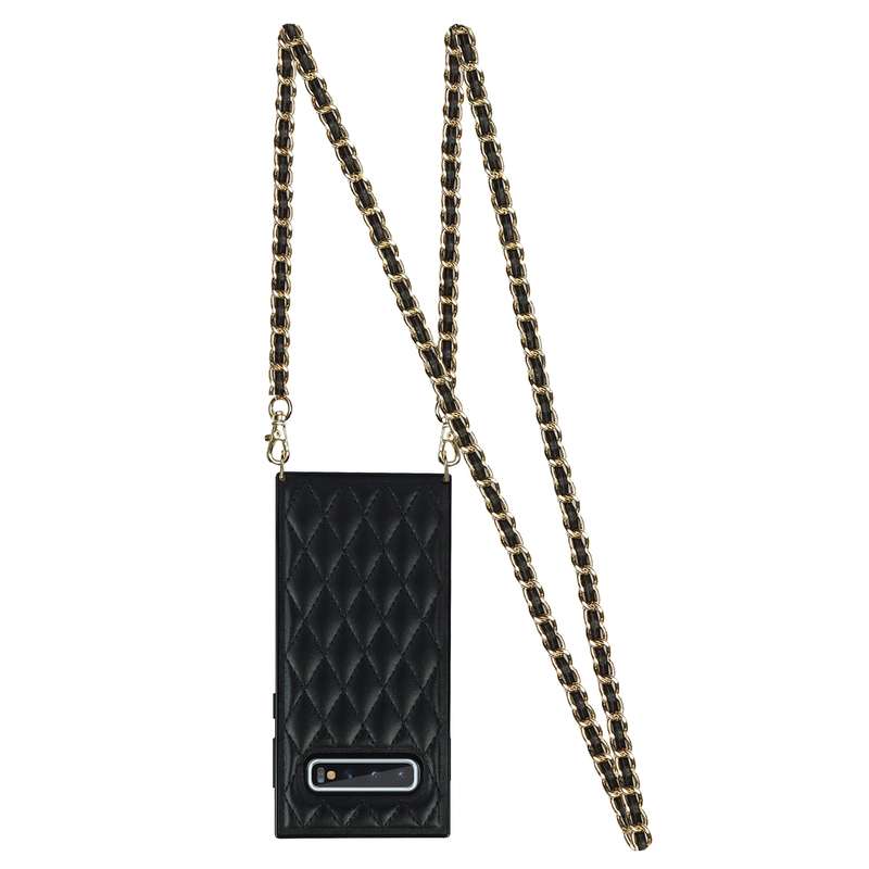 For Samsung Galaxy S10 Elegant Rhombic Pattern Microfiber Leather +TPU Shockproof Case with Crossbod