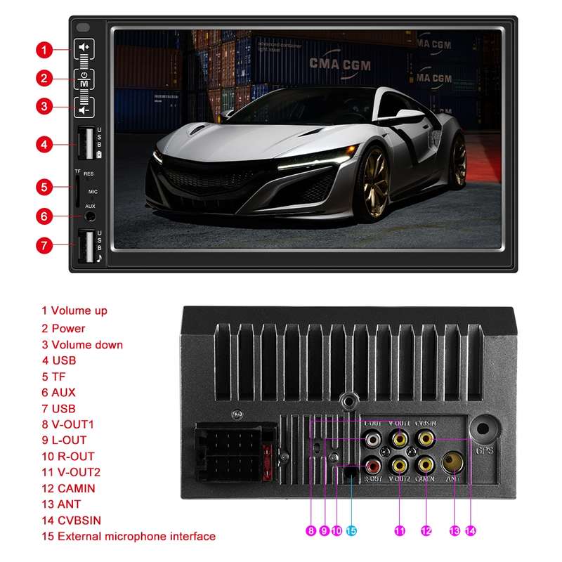 A2821 Car 7 inch Screen HD MP5 Player, Support Bluetooth / FM with Remote Control, Style:Standard