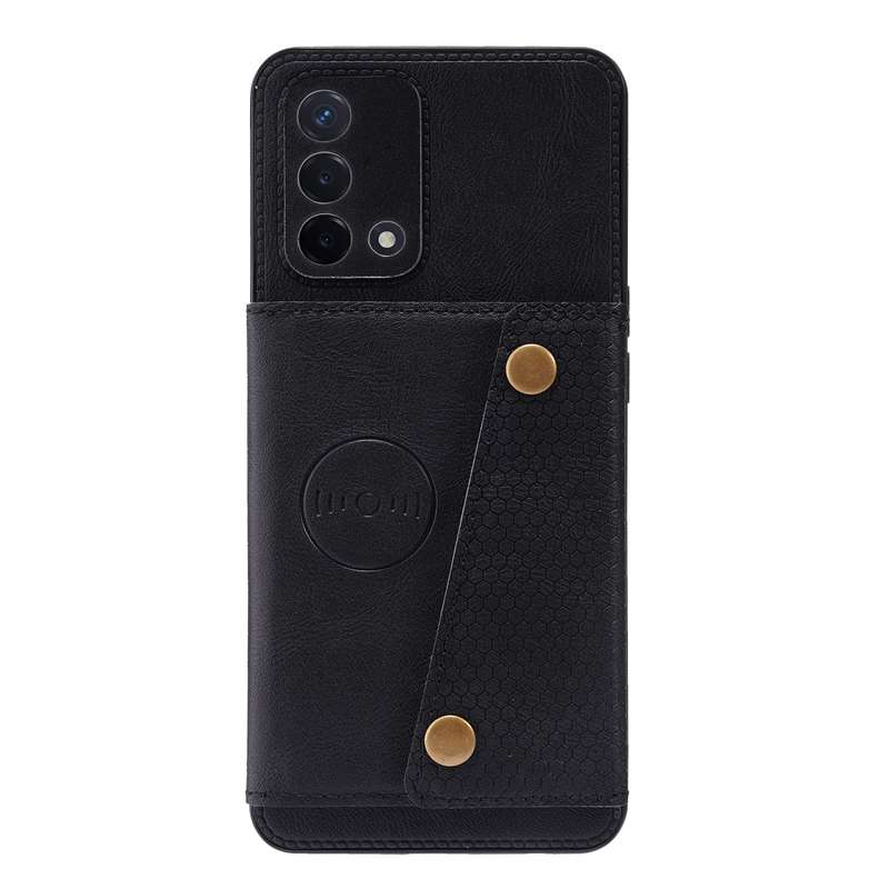For OPPO A74 4G Double Buckle PU + TPU Shockproof Magnetic Protective Case with Card Slot & Holder(B