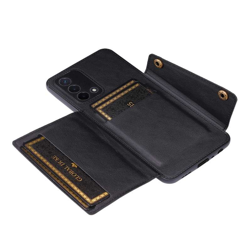 For OPPO A74 4G Double Buckle PU + TPU Shockproof Magnetic Protective Case with Card Slot & Holder(B