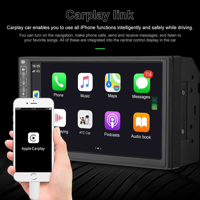 A2891 7 inch Car HD MP5 Carplay Bluetooth Music Player Reversing Image All-in-one Machine Support FM