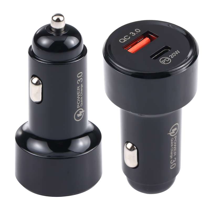 LZ-201 PD 20W USB-C / Type-C + QC 3.0 USB Mini Fast Car Charger(Black)