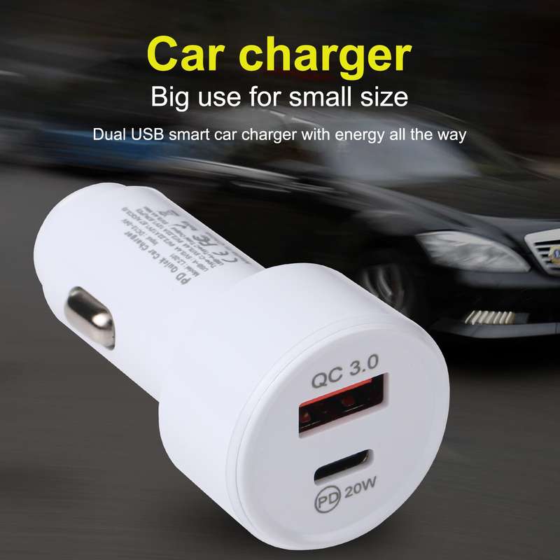 LZ-201 PD 20W USB-C / Type-C + QC 3.0 USB Mini Fast Car Charger(Black)