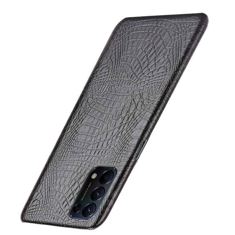 For OPPO Reno5 5G / Find X3 Lite Shockproof Crocodile Texture PC + PU Case(Black)