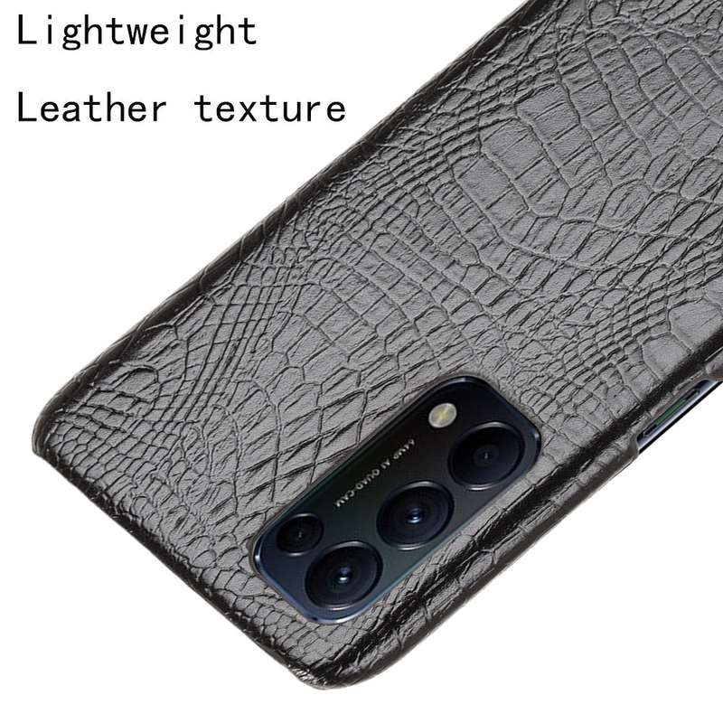For OPPO Reno5 5G / Find X3 Lite Shockproof Crocodile Texture PC + PU Case(Black)