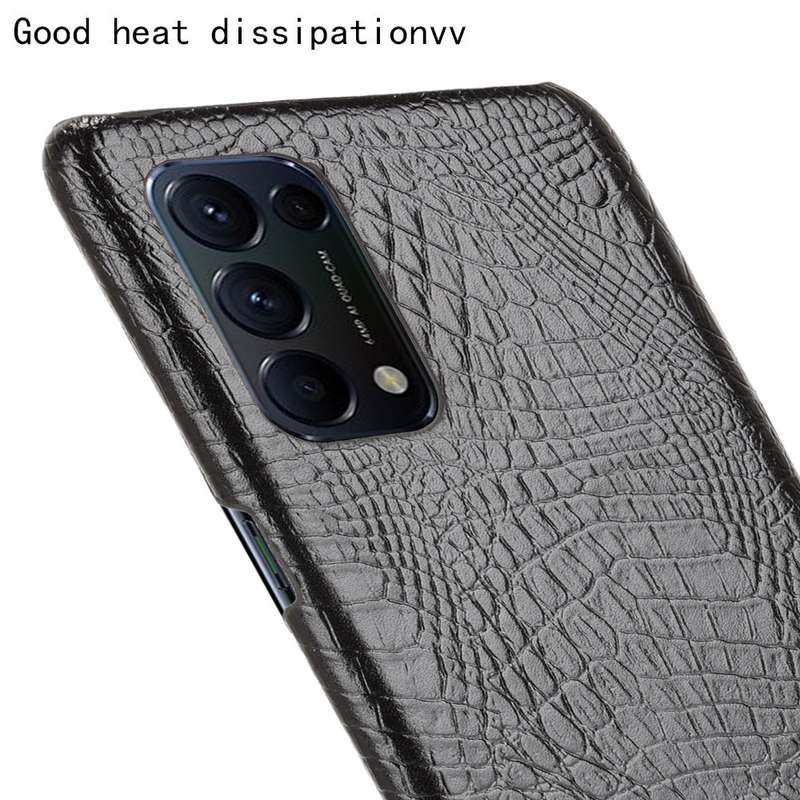 For OPPO Reno5 5G / Find X3 Lite Shockproof Crocodile Texture PC + PU Case(Black)