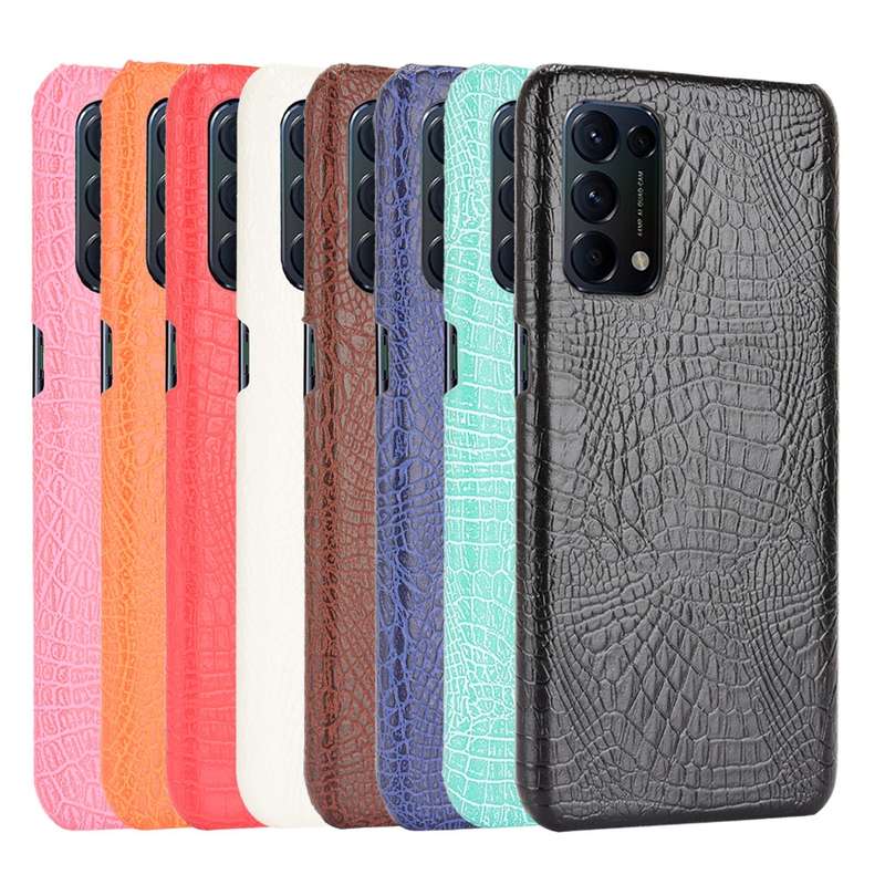 For OPPO Reno5 5G / Find X3 Lite Shockproof Crocodile Texture PC + PU Case(Black)