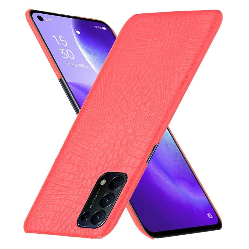 For OPPO Reno5 5G / Find X3 Lite Shockproof Crocodile Texture PC + PU Case(Black)
