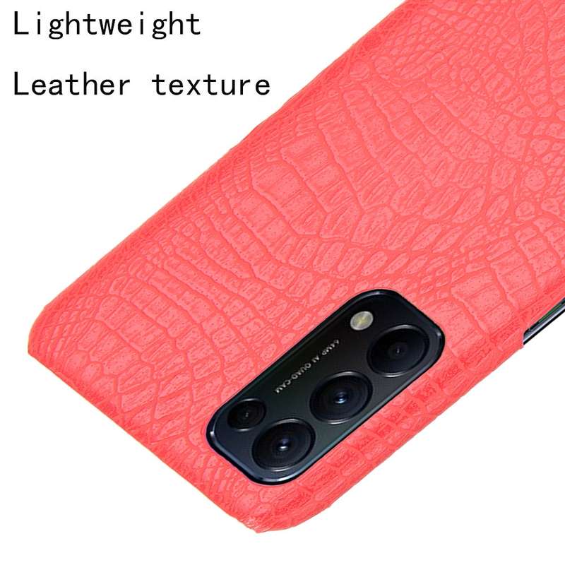 For OPPO Reno5 5G / Find X3 Lite Shockproof Crocodile Texture PC + PU Case(Black)