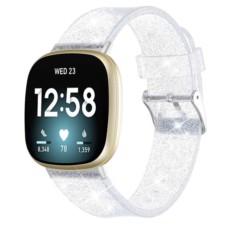 For Fitbit Versa 3 Glitter Powder Silicone Watch Band(Rose Gold)