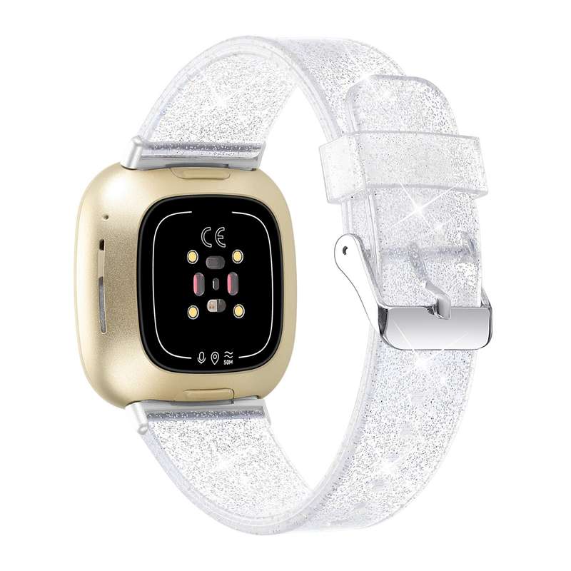 For Fitbit Versa 3 Glitter Powder Silicone Watch Band(Rose Gold)