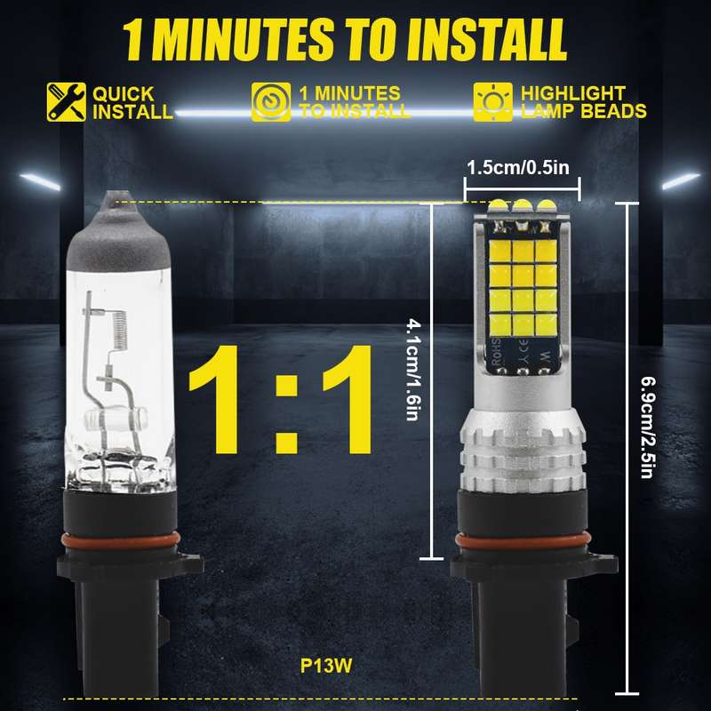 2 PCS V6 P13W DC9-36V 30W 3000LM IP65 Car LED Double Color Fog Light with 30LEDs SMD-2525 Lamp