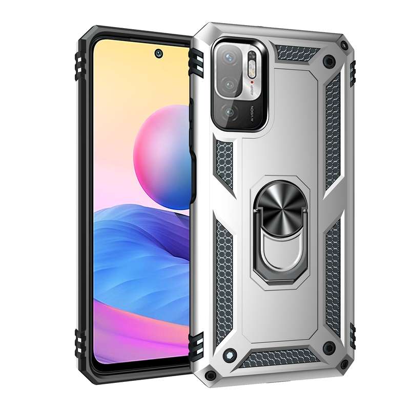 For Xiaomi Redmi Note 10 5G Shockproof TPU + PC Protective Case with 360 Degree Rotating Holder(Blac