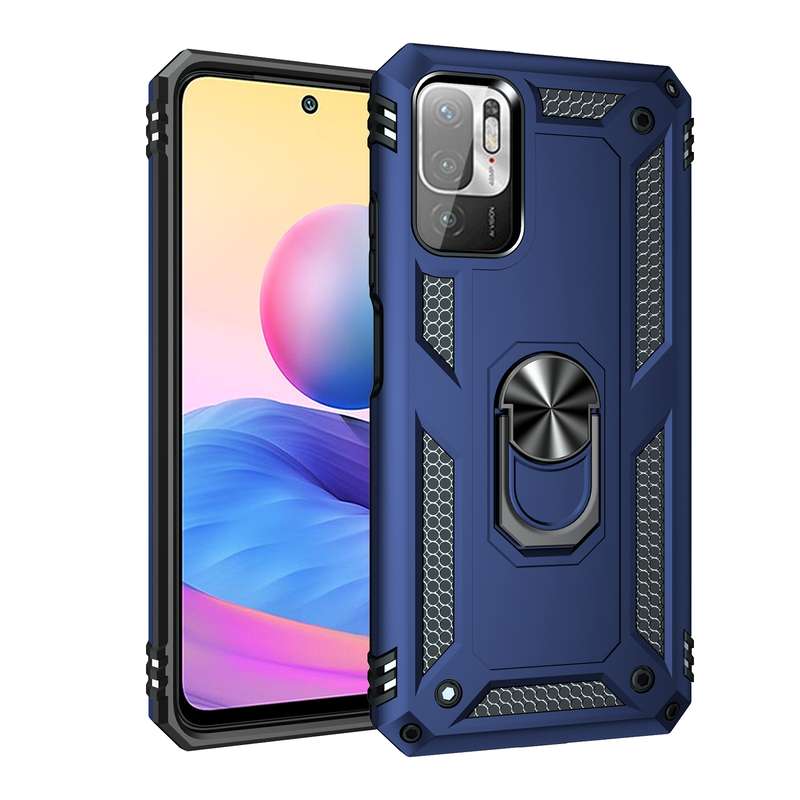 For Xiaomi Redmi Note 10 5G Shockproof TPU + PC Protective Case with 360 Degree Rotating Holder(Blac