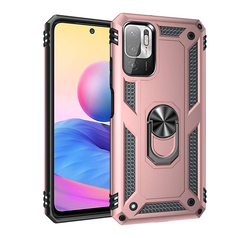 For Xiaomi Redmi Note 10 5G Shockproof TPU + PC Protective Case with 360 Degree Rotating Holder(Blac