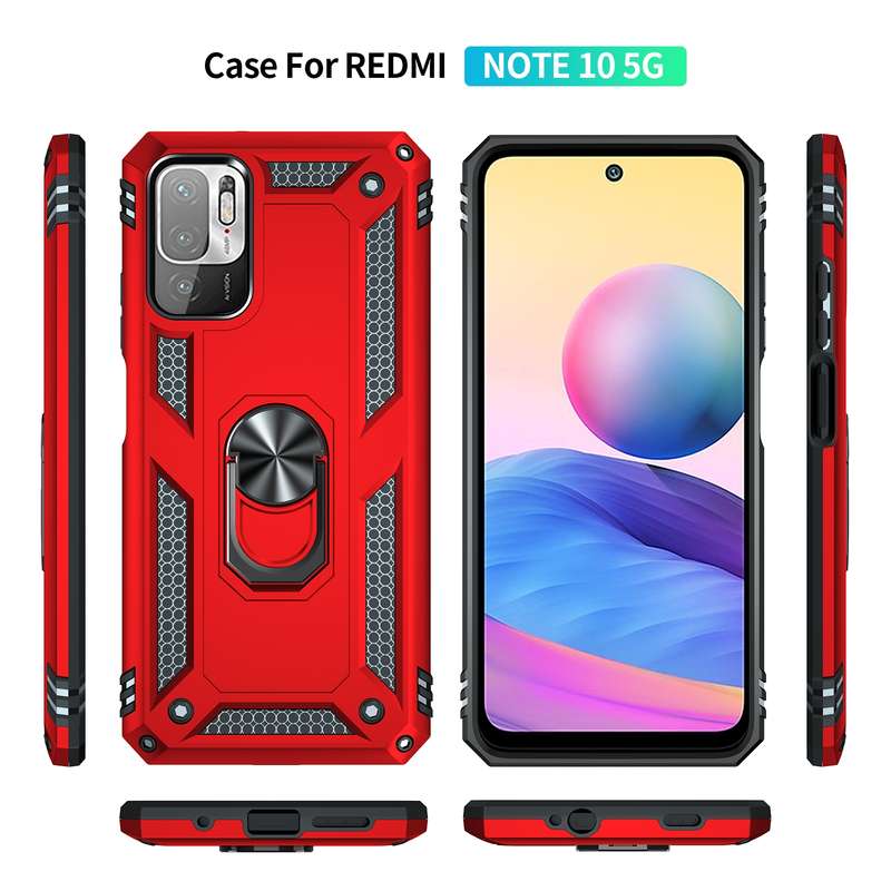 For Xiaomi Redmi Note 10 5G Shockproof TPU + PC Protective Case with 360 Degree Rotating Holder(Blac
