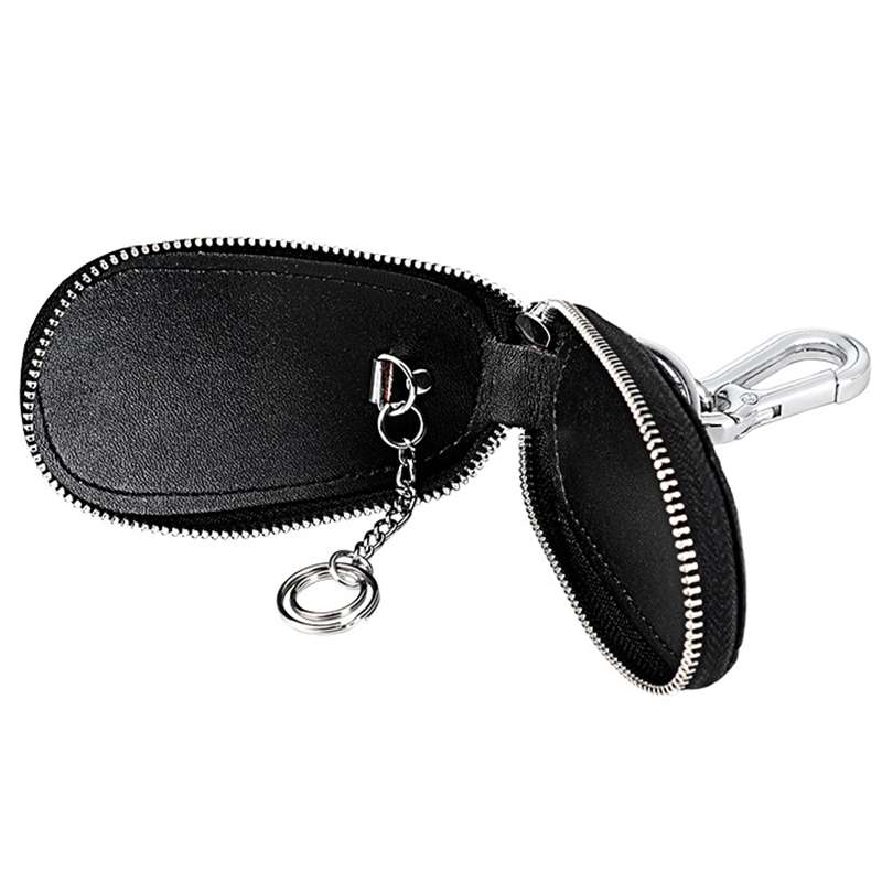 Crocodile Texture First Layer Cowhide Hanging Waist Car Key Bag(Black)