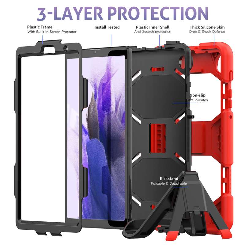 For Samsung Galaxy A7 Lite 8.7 2021 T220 / T225 Shockproof Colorful Silicon + PC Protective Case wit