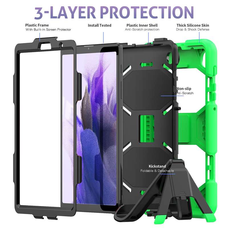 For Samsung Galaxy A7 Lite 8.7 2021 T220 / T225 Shockproof Colorful Silicon + PC Protective Case wit