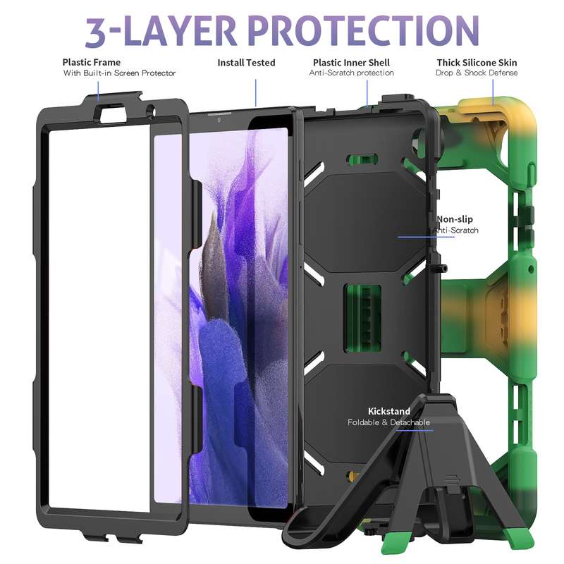 For Samsung Galaxy A7 Lite 8.7 2021 T220 / T225 Shockproof Colorful Silicon + PC Protective Case wit