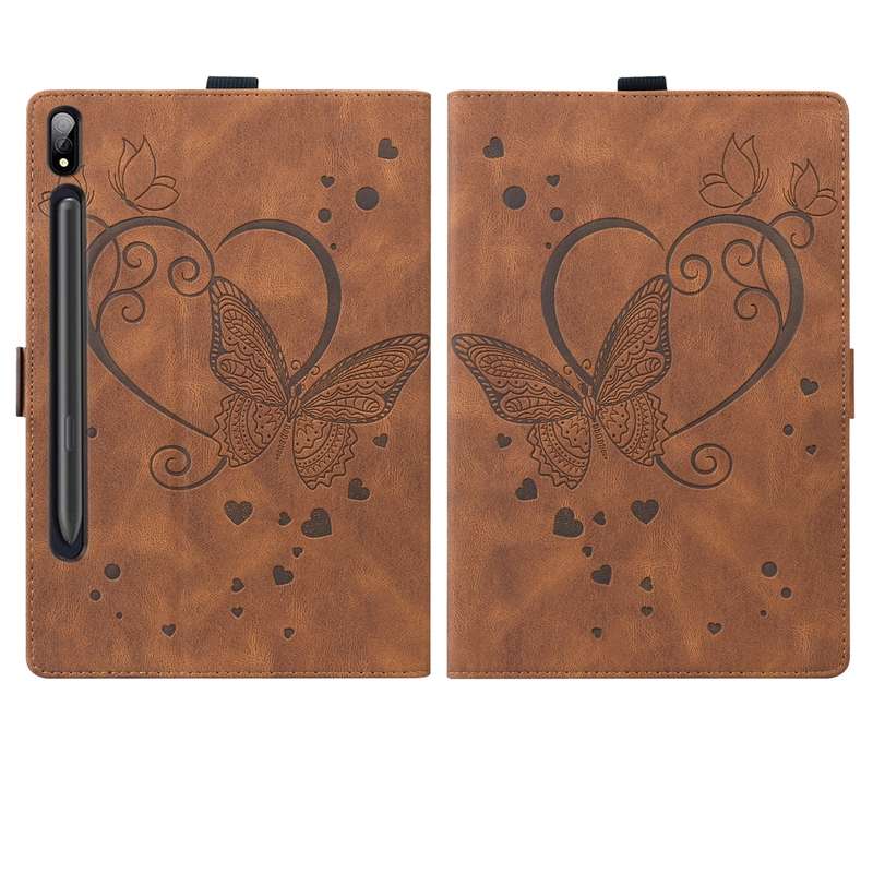 For Samsung Tab S7+ T970 T976B Love Butterfly Pattern Horizontal Flip Leather Case with Holder(Green