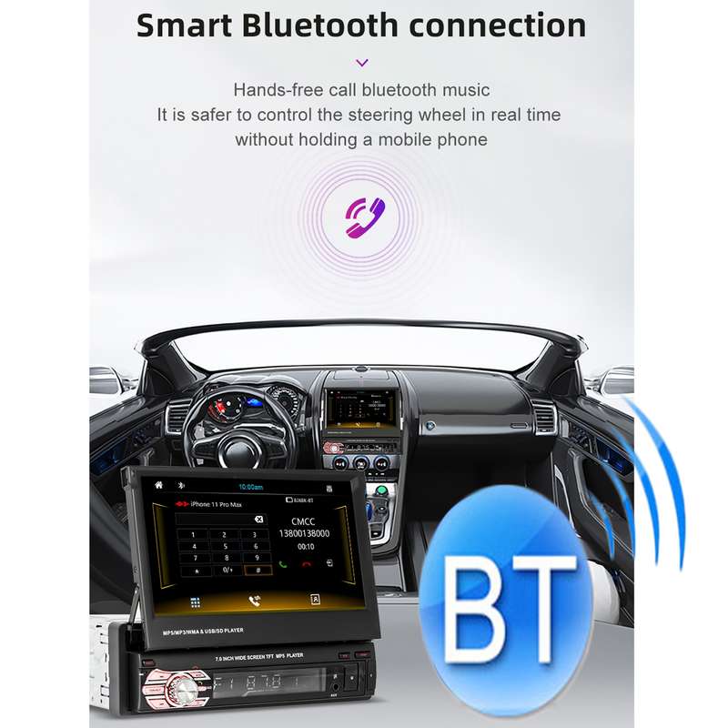 9601C HD 7 inch Manually Retractable Screen Car MP5 Player GPS Navigation Bluetooth Radio, Support M