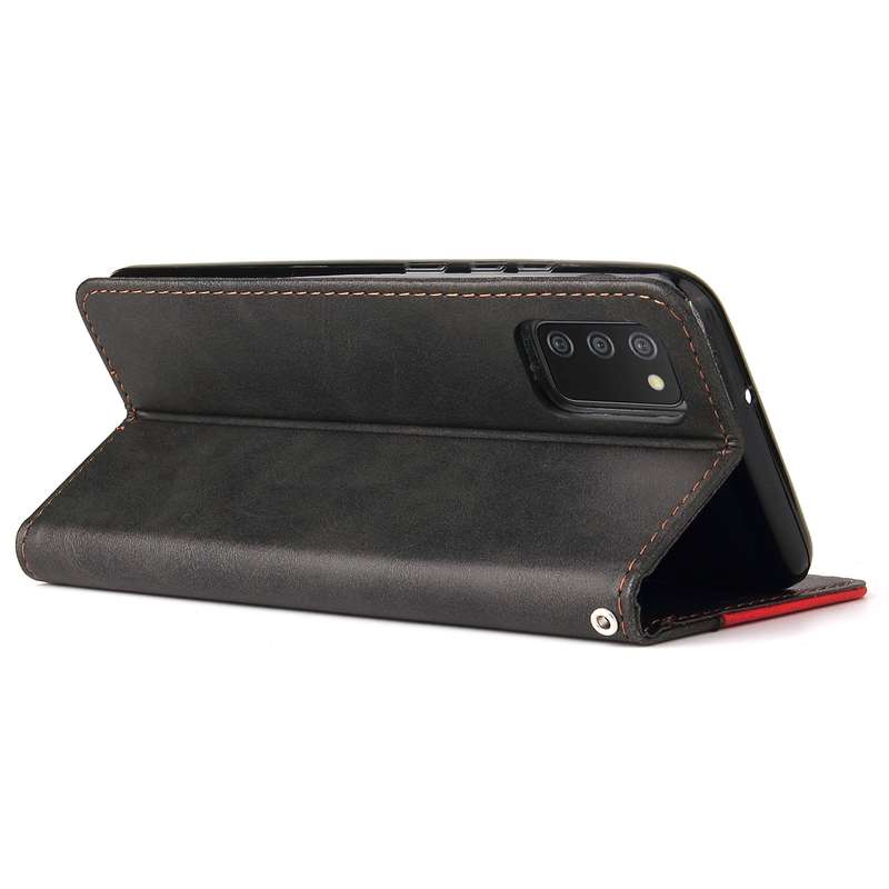 For Samsung Galaxy A02s US Version Business Stitching-Color Horizontal Flip PU Leather Case with Hol