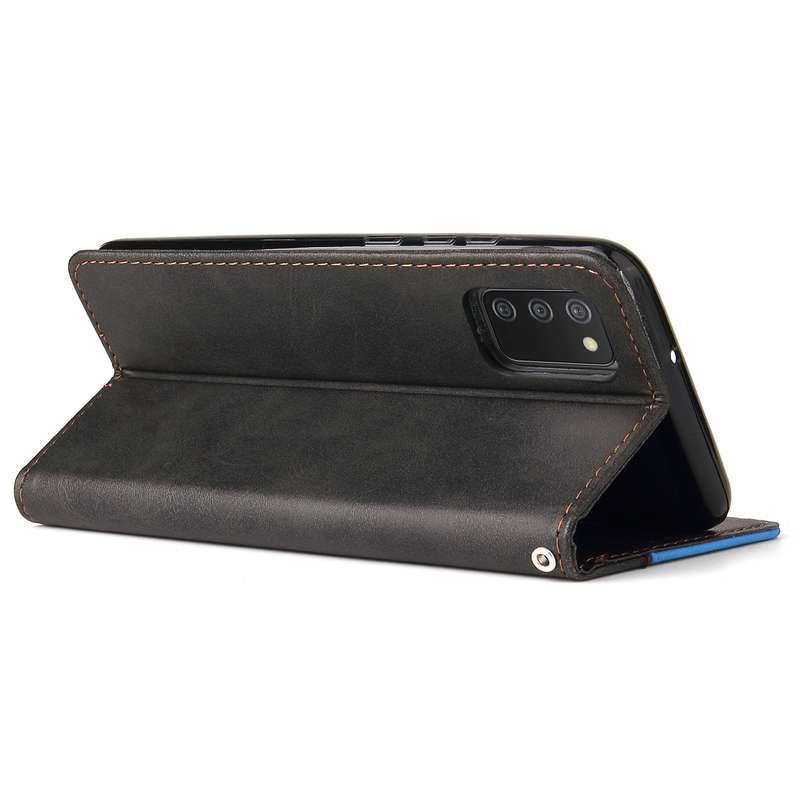 For Samsung Galaxy A02s US Version Business Stitching-Color Horizontal Flip PU Leather Case with Hol