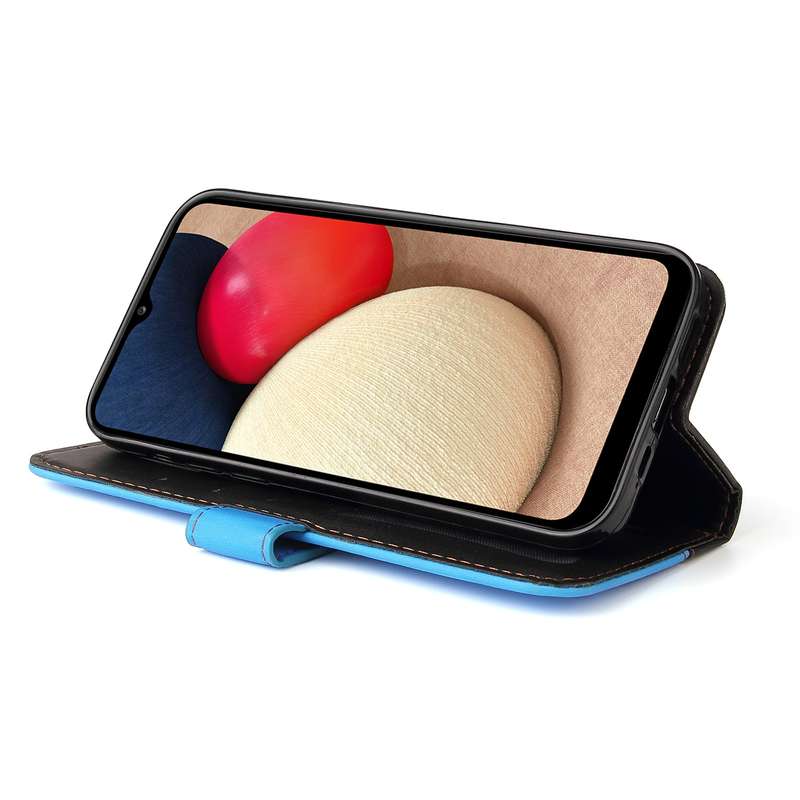 For Samsung Galaxy A02s US Version Business Stitching-Color Horizontal Flip PU Leather Case with Hol