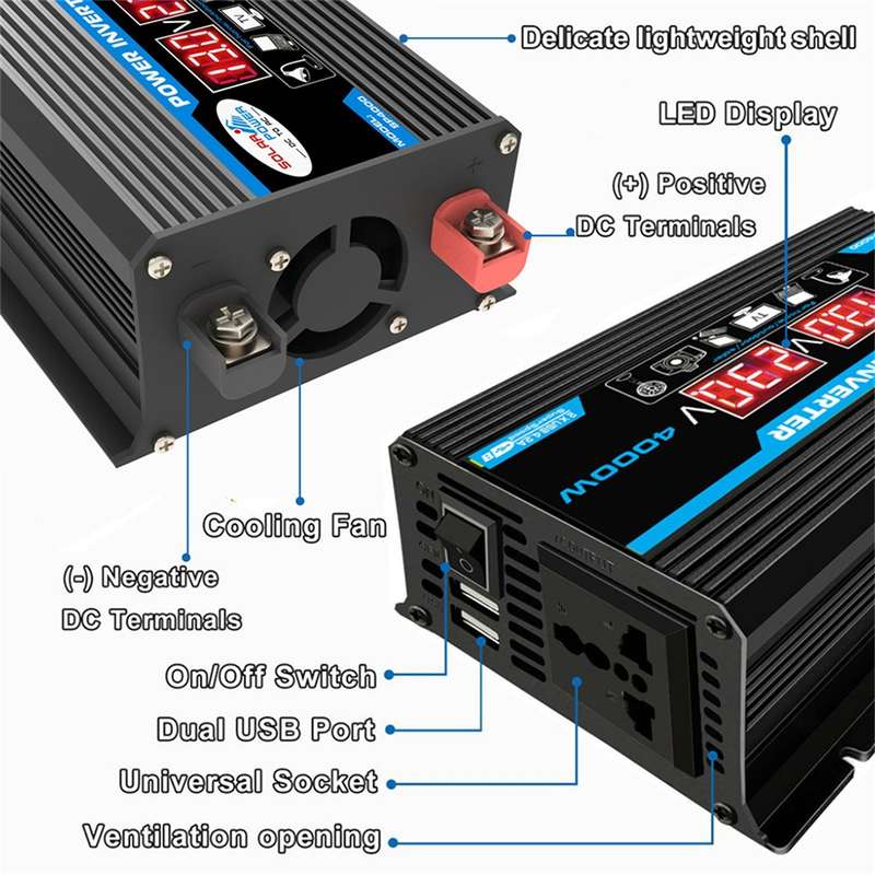 Legend II Generation 12V to 220V 4000W Modified Square Wave Car Power Inverter(Yellow)