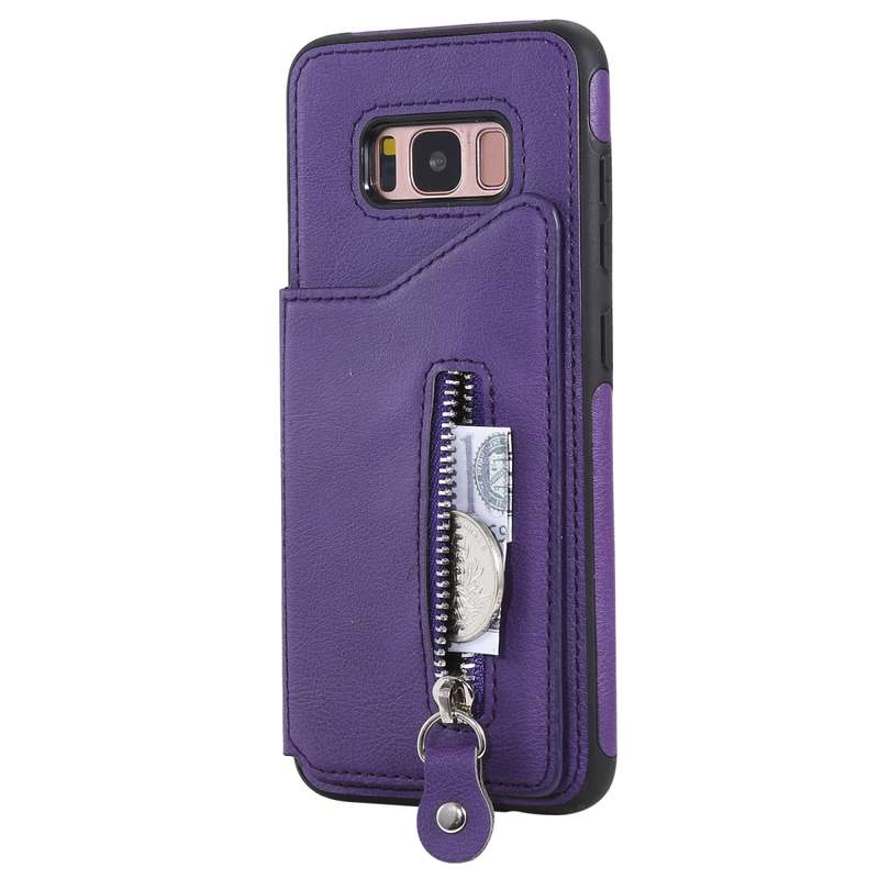For Galaxy S8 Solid Color Double Buckle Zipper Shockproof Protective Case(Rose Gold)