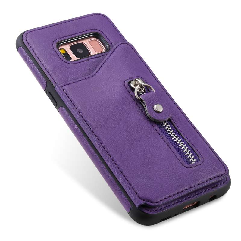 For Galaxy S8 Solid Color Double Buckle Zipper Shockproof Protective Case(Rose Gold)