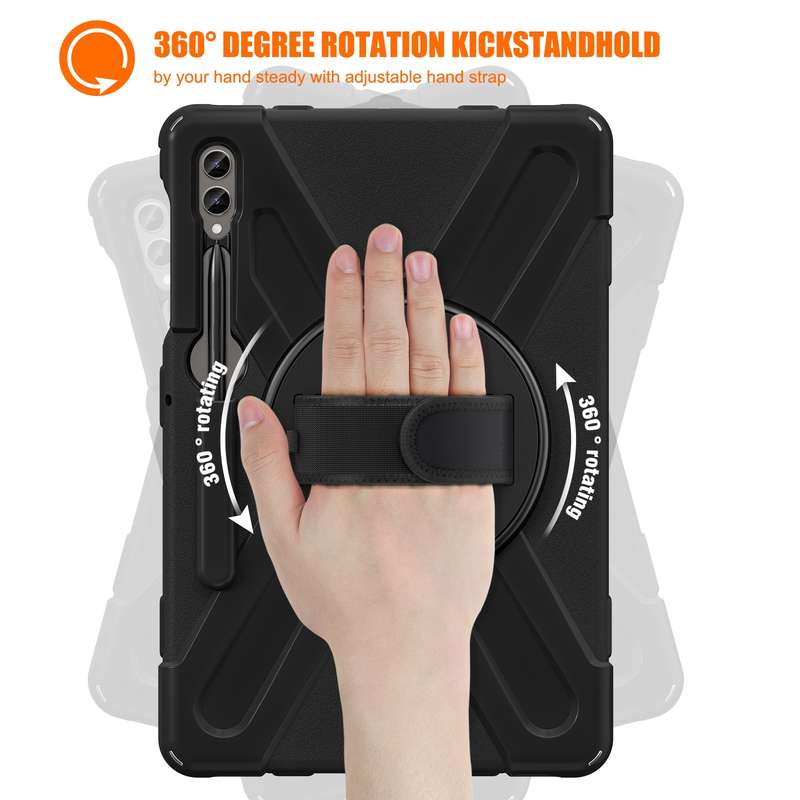 For Samsung Galaxy Tab S7 FE T730 / S7+ / S9+ /S8+ Silicone + PC Protective Case with Holder & Shoul
