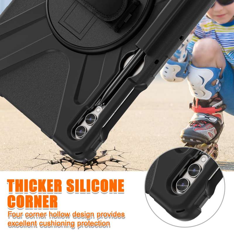 For Samsung Galaxy Tab S7 FE T730 / S7+ / S9+ /S8+ Silicone + PC Protective Case with Holder & Shoul