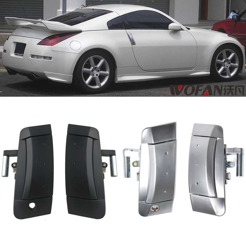 1 Pair Car Front Door Outside Handle 80607-CD41E+80606-CD01E for Nissan 350Z 2003-2009 (Black)
