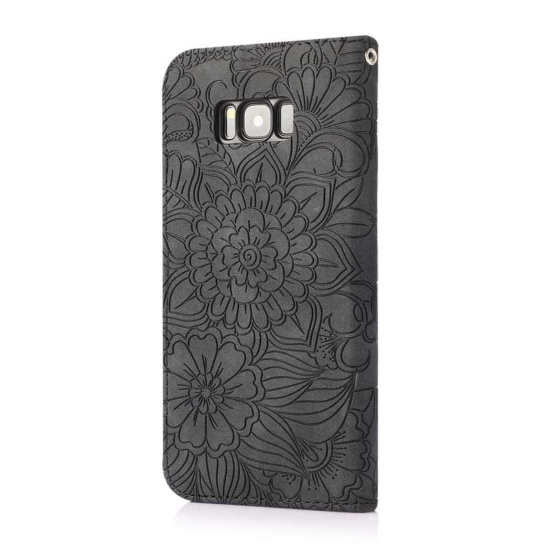 For Samsung Galaxy S8+ Skin Feel Embossed Sunflower Horizontal Flip Leather Case with Holder & Card