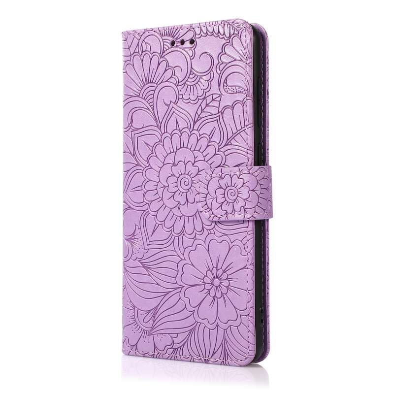 For Samsung Galaxy A21s Skin Feel Embossed Sunflower Horizontal Flip Leather Case with Holder & Card