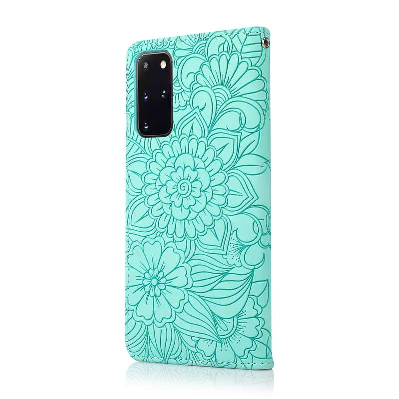 For Samsung Galaxy S20+ Skin Feel Embossed Sunflower Horizontal Flip Leather Case with Holder & Card