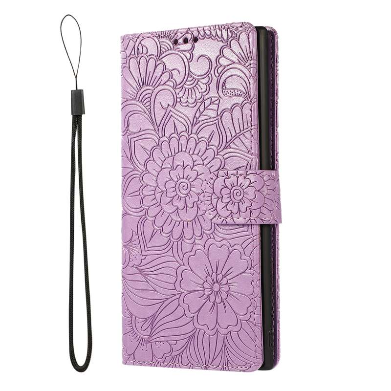 For Samsung Galaxy Note10+ Skin Feel Embossed Sunflower Horizontal Flip Leather Case with Holder & C