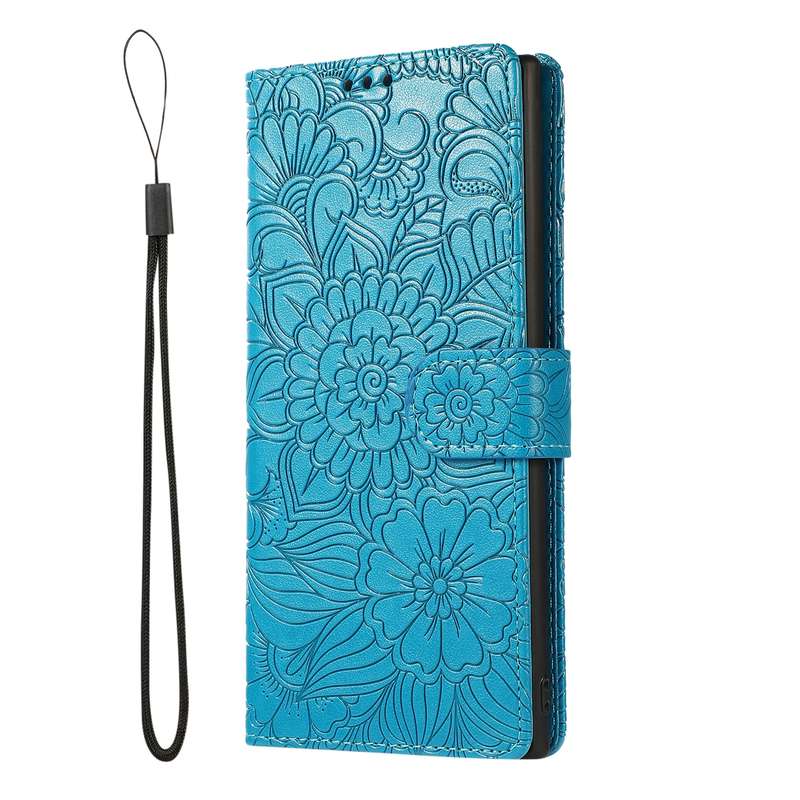 For Samsung Galaxy Note10+ Skin Feel Embossed Sunflower Horizontal Flip Leather Case with Holder & C