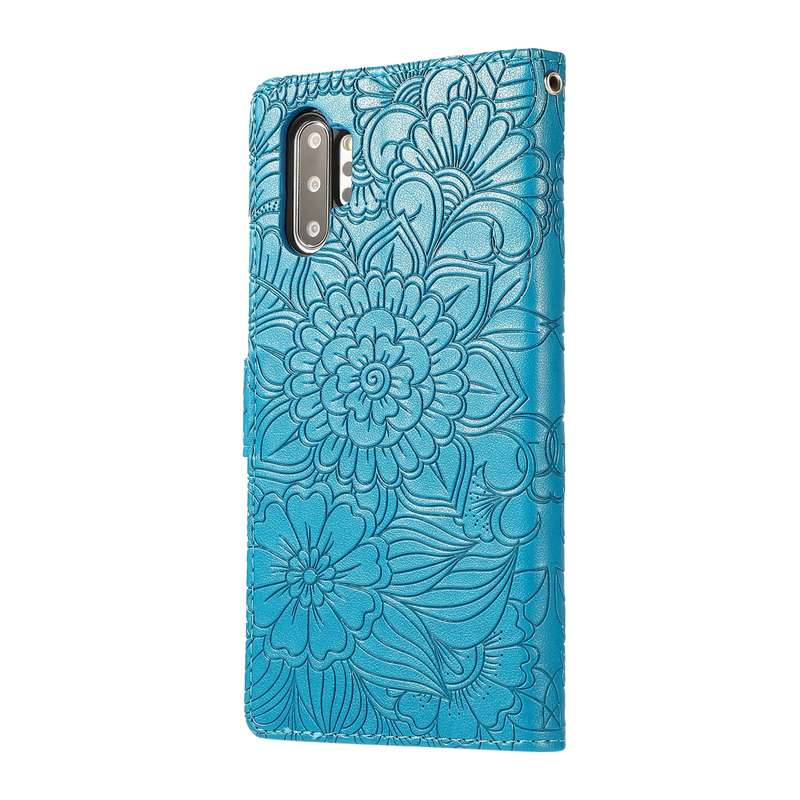 For Samsung Galaxy Note10+ Skin Feel Embossed Sunflower Horizontal Flip Leather Case with Holder & C