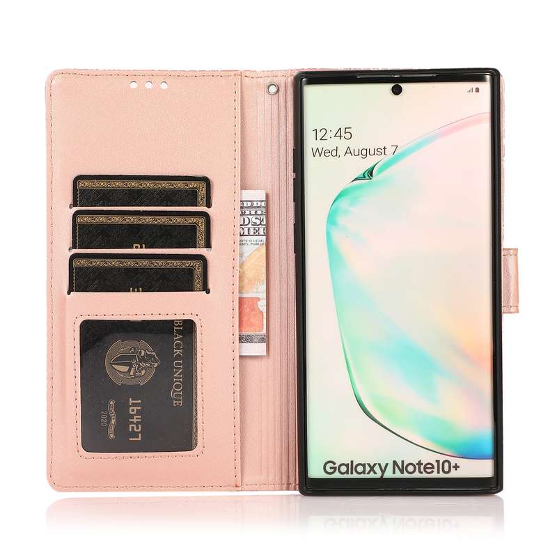 For Samsung Galaxy Note10+ Skin Feel Embossed Sunflower Horizontal Flip Leather Case with Holder & C