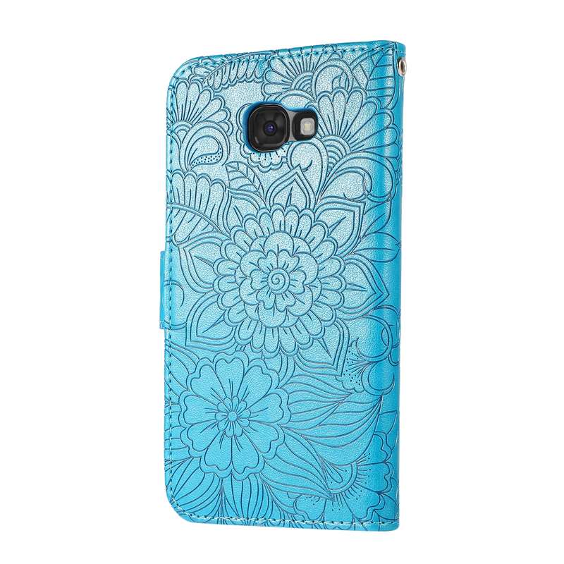 For Samsung Galaxy A5 (2017) Skin Feel Embossed Sunflower Horizontal Flip Leather Case with Holder &