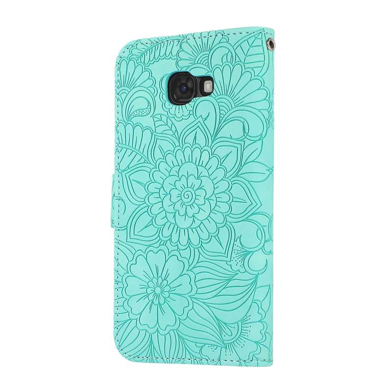 For Samsung Galaxy A5 (2017) Skin Feel Embossed Sunflower Horizontal Flip Leather Case with Holder &