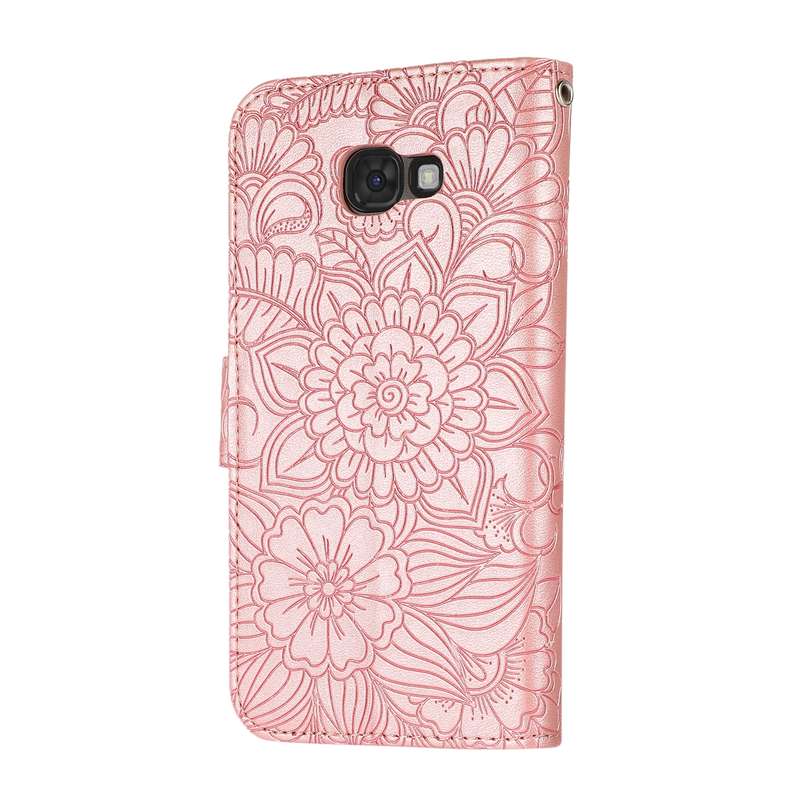 For Samsung Galaxy A5 (2017) Skin Feel Embossed Sunflower Horizontal Flip Leather Case with Holder &