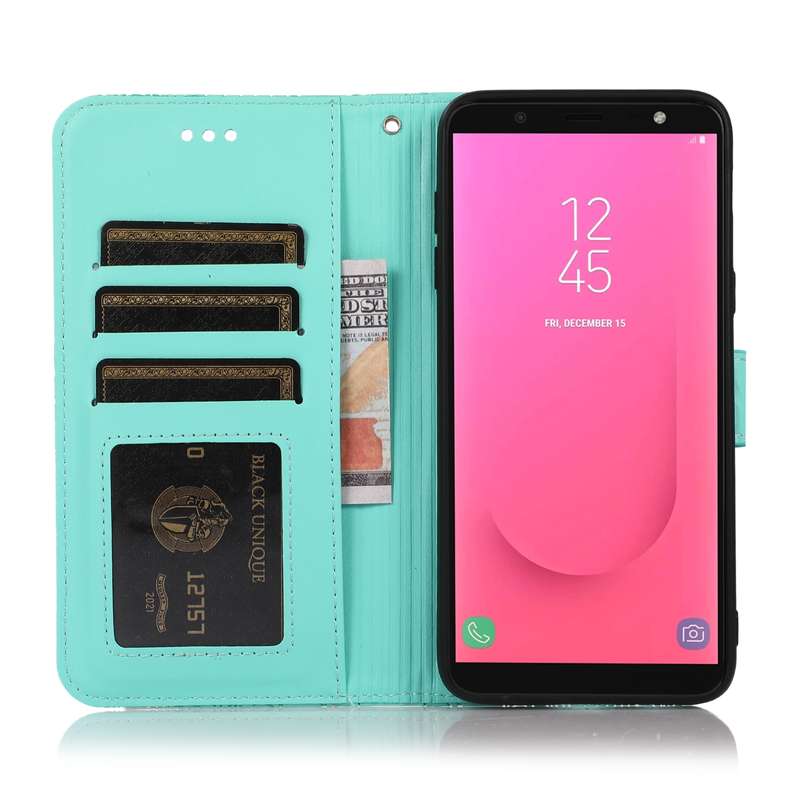 For Samsung Galaxy J8 Skin Feel Embossed Sunflower Horizontal Flip Leather Case with Holder & Card S