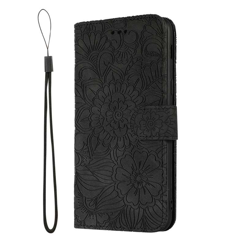 For Samsung Galaxy J8 Skin Feel Embossed Sunflower Horizontal Flip Leather Case with Holder & Card S