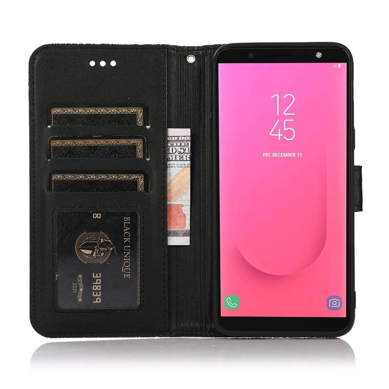 For Samsung Galaxy J8 Skin Feel Embossed Sunflower Horizontal Flip Leather Case with Holder & Card S